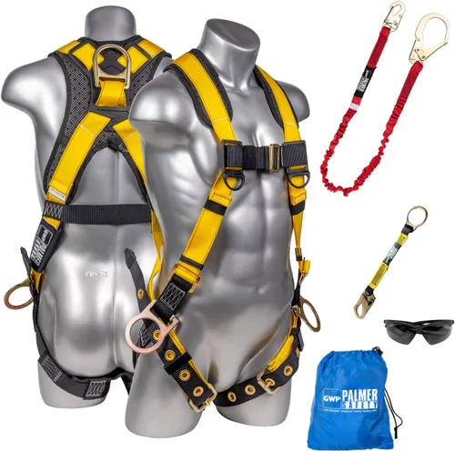 Miniatura 14 de Palmer Safety Kit de arnés de seguridad para protección contra caídas I Arnés de construcción + varios cordones + extensor de anillo en D