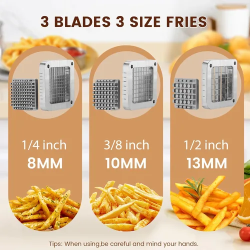 Miniatura 3 de BIEAMA Cortador comercial de papas fritas con cuchillas de acero inoxidable de 1/4 ", 3/8", 1/2 ", cortador de papas fritas para papas y zanahorias
