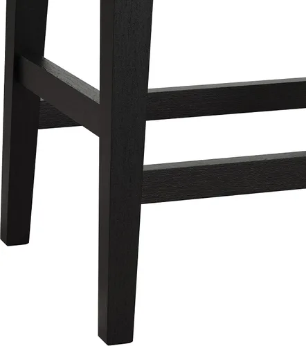 Miniatura 6 de Hillsdale, Arabella Taburete de madera sin respaldo con patas cónicas, cepillo de alambre negro