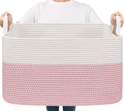 Miniatura 11 de Goodpick Cesta Grande de Almacenamiento de Juguetes, Cestas de Cuerda de Algodón Gris Contenedor de Almacenamiento de Juguetes para Bebé, Niños