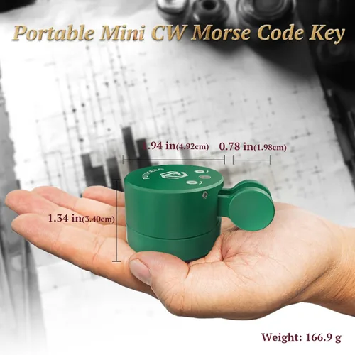 Miniatura 2 de Putikeeg Mini llave de código morse, pala doble CW con base magnética, paletas de retorno magnéticas, llave Lambic Morse para radioaficionado (verde)