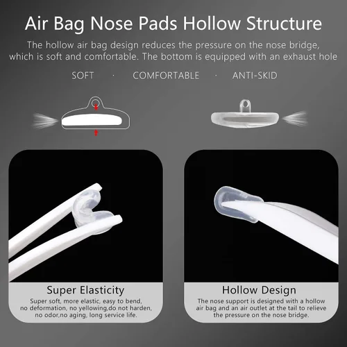 Miniatura 3 de SooGree Paquete de 20 almohadillas nasales pequeñas para gafas de cámara de aire, 20 almohadillas de nariz de silicona dura, 1 gancho redondo