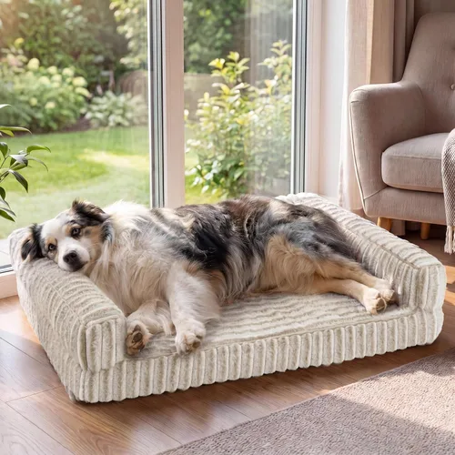 Miniatura 13 de Bedsure - Cama ortopédica para perros medianos, camas impermeables de espuma viscoelástica medianas con lados, sofá de espuma de nido de abeja