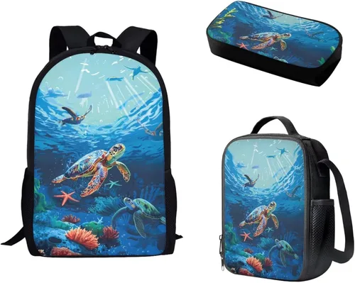 Miniatura 25 de Paquete de 3 bolsas escolares con estampado de bandera estadounidense para niños, mochila de gran capacidad para laptop, con cremallera, estuche