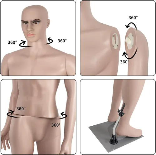 Miniatura 4 de Maniquí masculino de cuerpo completo para costura, modelo de forma de vestido, maniquíes de torso, 73 pulgadas ajustables, maniquí de cuerpo