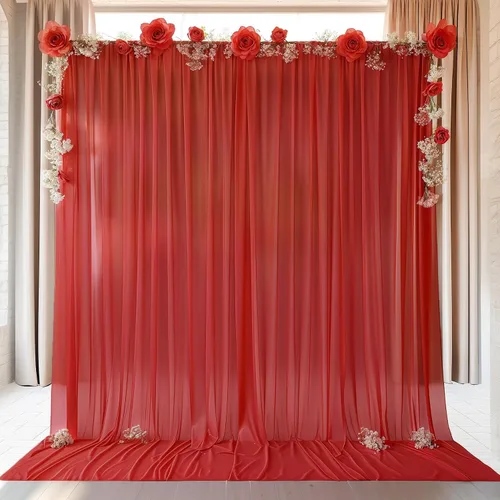 Miniatura 50 de Cortinas de fondo azul bebé de 10 pies x 10 pies, tela de gasa chiffon transparente sin arrugas, tela de fondo fotográfico drapeada para arco