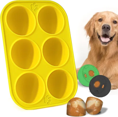 BABORUI Moldes de silicona de 6 cavidades para golosinas de perro para Woof Pupsicle y Power Chewer Pupsicle Grande 25-75lbs, moldes reutilizables