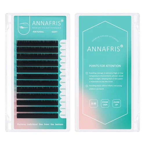 Miniatura 6 de Extensión de pestañas elipse planas, 0.008 in, rizo D, 0.315-0.591 in, natural, suave, negro mate, pestañas postizas individuales, puntas divididas