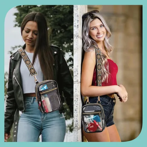 Miniatura 29 de Bolso cruzado aprobado por estadios para mujer, bolsa transparente para estadios para eventos deportivos, conciertos