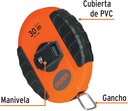 Miniatura 2 de Cinta larga, carcasa de plástico, 98.4 ft, metal, Pretul