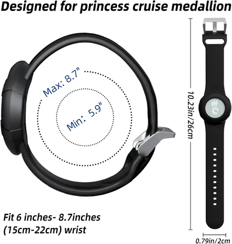 Miniatura 6 de Banda Deportiva para Medallón de Princess Cruise, Paquete de 1/2 Pulseras de Silicona para Sostener Medallón Carnival Ocean, Compatible con Mujeres