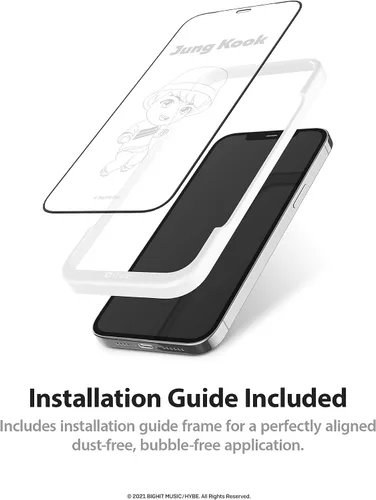Miniatura 3 de iFace TinyTAN inspirado en BTS Protector de pantalla de vidrio templado de borde redondo diseñado para iPhone 12 Pro Max (Jung Kook)