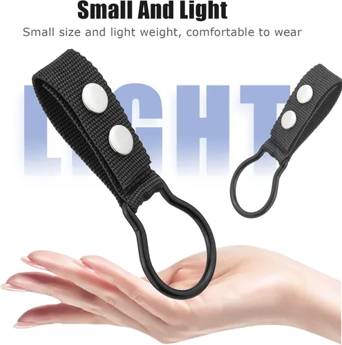 Miniatura 5 de UIInosoo - Soporte de anillo de linterna de nailon con doble clip para cinturón de servicio, mantiene la linterna de célula D/C Negro 1 paquete