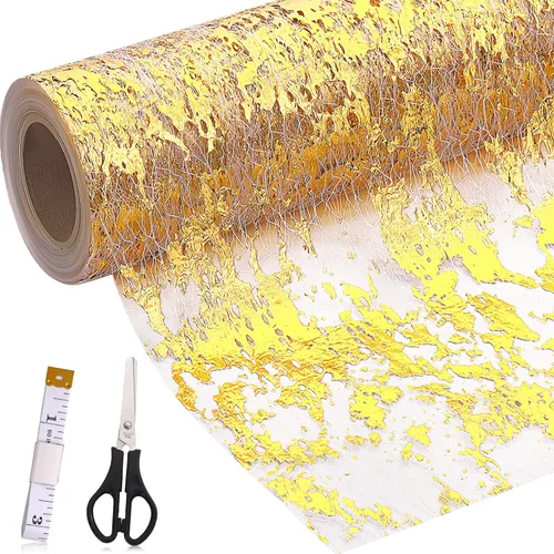 Tegeme Camino de mesa dorado metálico de 11 pulgadas x 33 pies con purpurina metálica fina decoración de mesa de tela dorada con lentejuelas y