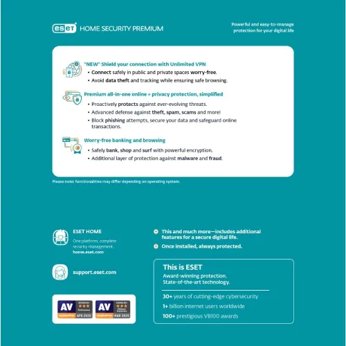 Miniatura 2 de ESET Home Security Premium Antivirus 2025 Edition 1 Device 1 Year Unlimited VPN Privacy Protection Ransomware Anti-Theft Digital