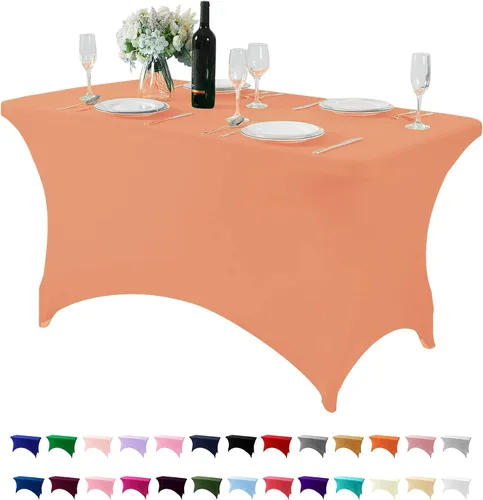 Miniatura 147 de Mantel de elastano para mesas de 4, 6 u 8 pies, mantel elástico universal ajustable para fiestas, banquetes, bodas y eventos - Verde manzana
