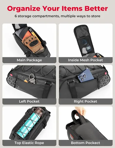 Miniatura 4 de KEMIMOTO Bolsa trasera para bicicleta – 8L PVC resistente al agua bolsas para bicicleta trasera de bicicleta, alforja para maletero de bicicleta