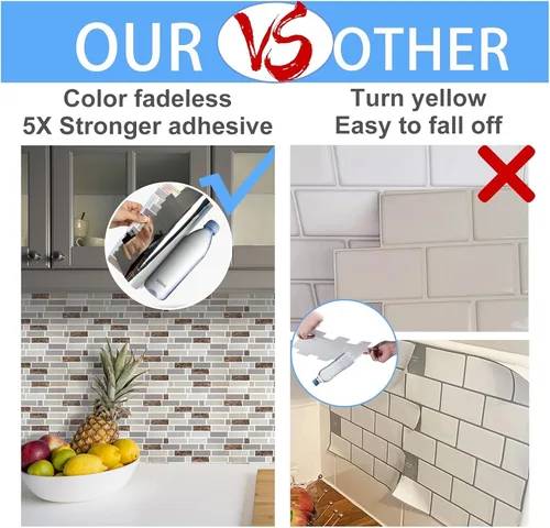 Miniatura 3 de Azulejos autoadhesivos para pared posterior (backsplash) de cocina, diseño grande premium 3D autoadhesivo para cocina, sala de estar, dormitorio