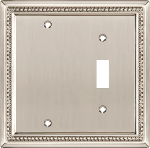Miniatura 138 de Henne Bery Sunken Pearls - Placa de pared decorativa resistente para interruptor, cubierta para tomacorrientes (doble dúplex, níquel satinado)