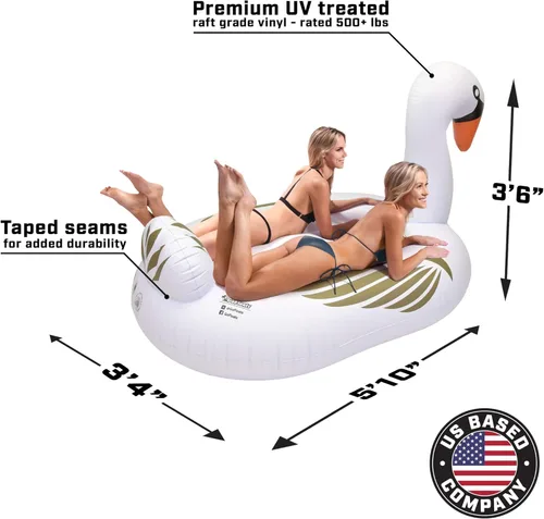 Miniatura 6 de GoFloats Flotadores inflables gigantes para piscina, elige unicornio, dragón, flamenco, cisne o toro, incluye flotador de bebida