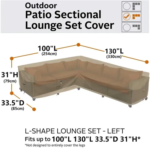 Miniatura 5 de Funda de Sofá Seccional de Servicio Pesado para Exteriores, Fundas Impermeables 600D para Sofá Seccional de Patio, Funda para Muebles de Jardín