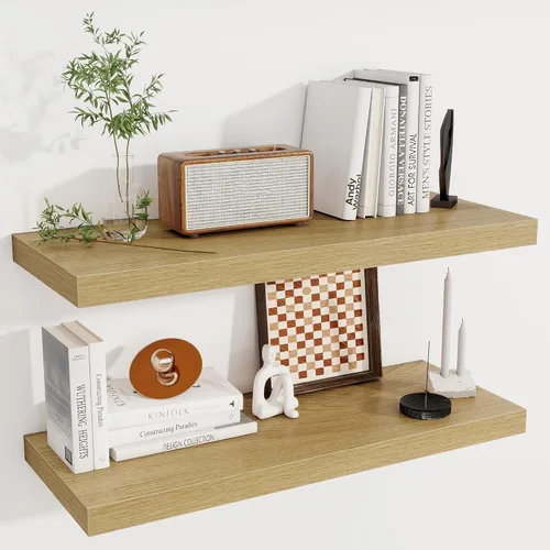 Miniatura 45 de Fun Memories Estantes flotantes de 12 pulgadas de profundidad, estantes de pared de madera de 16 x 12 pulgadas, estante de almacenamiento rústico