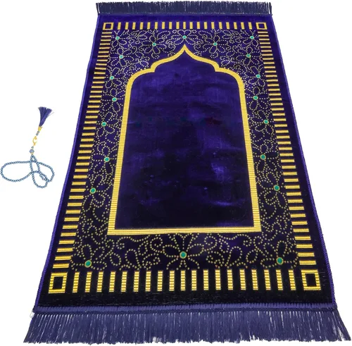 Miniatura 29 de Alfombra de oración – Alfombra turca Janamaz Sajada de felpa suave para hombres y mujeres, alfombrilla de oración lisa y sólida, regalo de Ramadán