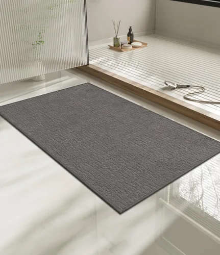 Miniatura 10 de Chakme Juego de 2 alfombras de baño ultrafinas, absorbentes, antideslizantes, lavables a máquina, color negro, 17 x 24 pulgadas / 17 x 30 pulgadas