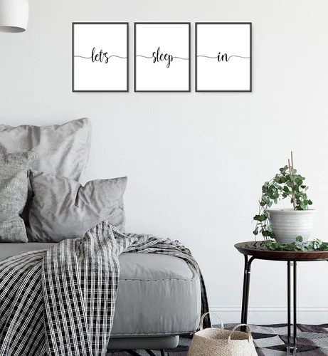 Miniatura 5 de Let’s Sleep In Bedroom Wall Art Set of 3 – Black and White Minimalist Typography Prints – Above Bed Decor – Modern Farmhouse Bedroom Wall Art – 8x10