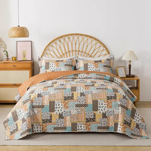 Miniatura 54 de HoneiLife Juego de colcha de tamaño King extragrande de 120 x 120 pulgadas, 3 piezas, California King extragrande, todas las estaciones, ropa
