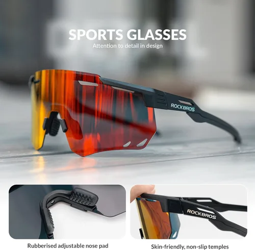 Miniatura 6 de ROCKBROS Gafas de ciclismo polarizadas, gafas de sol deportivas con protección UV para hombres y mujeres, gafas de sol de ciclismo para correr