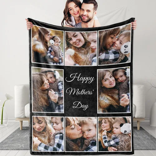 Miniatura 22 de Manta personalizada con texto fotográfico: manta personalizada de 1 imagen, manta de cumpleaños, aniversario, boda, Navidad, regalos para parejas