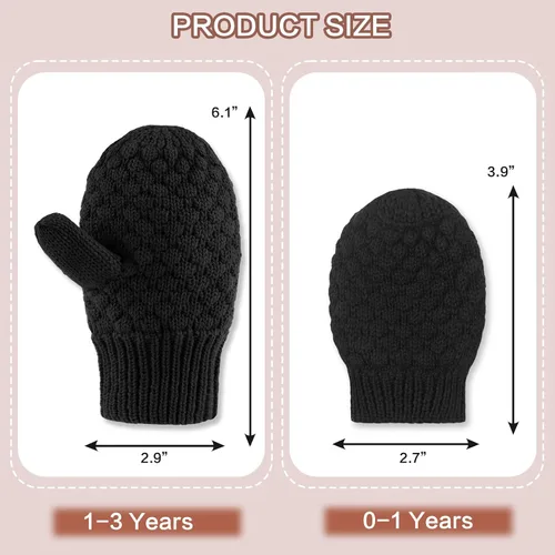 Miniatura 51 de Guantes de punto para bebés, niños y niñas, guantes de invierno para recién nacidos, guantes de 0 a 3 años