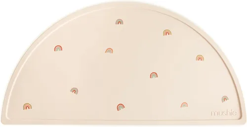 Mushie Mantel Individual de Silicona para Niños | Diseño Antideslizante Libre de BPA (Arcoíris)