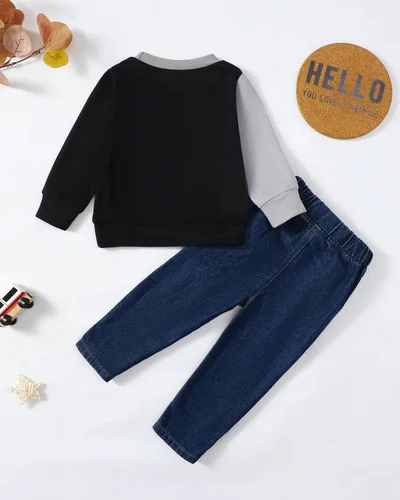 Miniatura 3 de Renotemy Ropa de bebé para niños pequeños, trajes de mezclilla, sudadera con capucha para niños pequeños