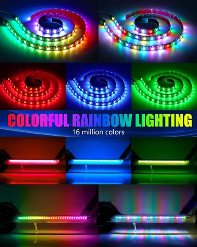 Miniatura 5 de Keiurot Tiras de luz LED para scooter para montar por la noche, 5 V, luces de monopatín de alto brillo, control por aplicación, RGBIC, impermeable