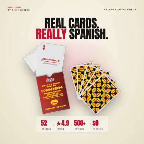 Miniatura 8 de Cartas de juego Lingo en español Tarjetas para viajar Aprende vocabulario español de una manera divertida y fácil 52 traducciones esenciales