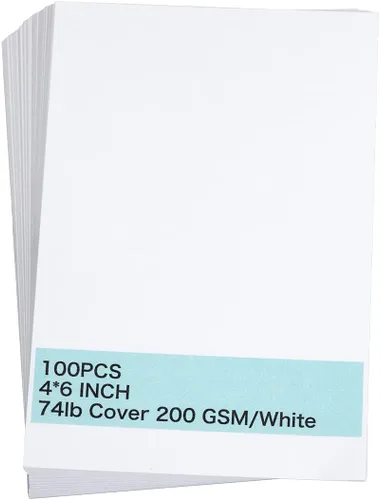 Miniatura 2 de 100 hojas de cartulina blanca de 4" x 6", hojas de cartulina gruesa, papel de invitación en blanco, tarjetas de felicitación imprimibles, cubierta