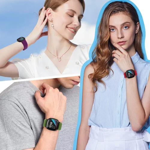 Miniatura 6 de Enkic Paquete de 10 correas elásticas de nailon compatibles con Fitbit Versa 4/Sense 2/Versa 3/Sense, correas elásticas ajustables para mujeres