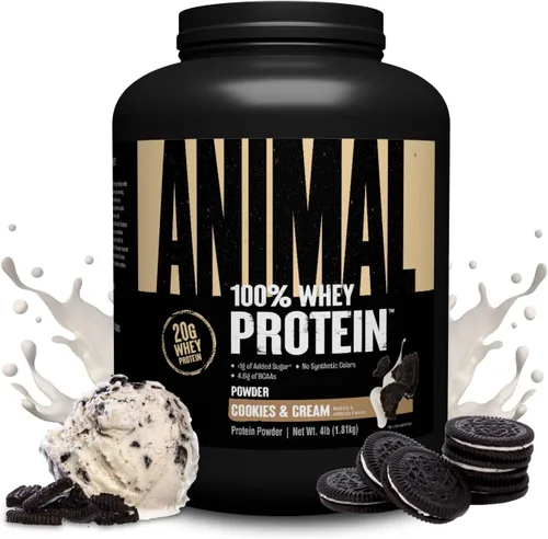Miniatura 9 de Animal - Proteína 100 % de suero en polvo sabor café helado instantáneo – café real para pre-entrenamiento, mezcla de suero post-entreno con 20g