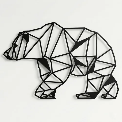 DEKADRON Arte de pared de metal, oso geométrico, silueta de pared en 3D, decoración de pared de metal, decoración de pared para el hogar, oficina,