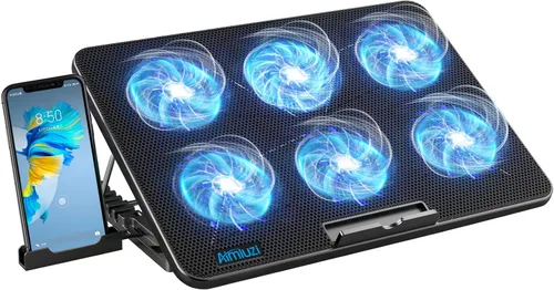 AIMIUZI Almohadilla de enfriamiento para laptop, enfriador de laptop para juegos con 6 ventiladores silenciosos, almohadilla de enfriamiento para