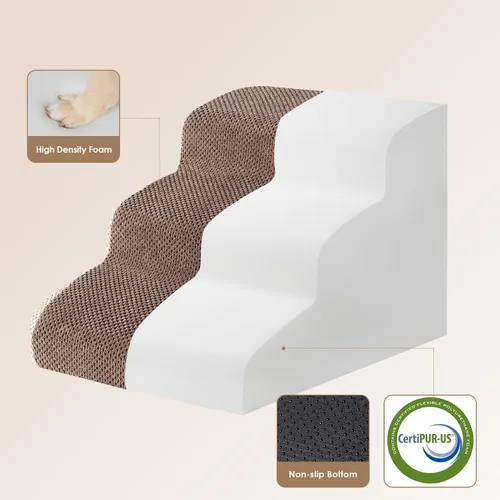 Miniatura 2 de EHEYCIGA Rampa de escaleras curvadas para perros pequeños de 15.7 pulgadas de alto, escalones para perros de 3 escalones para sofá y silla