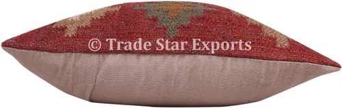 Miniatura 7 de Trade Star Funda de almohada 70% yute y 30% lana kilim, auténtica, funda de almohada bohemia hecha a mano, vintage, funda de cojín cuadrada étnica