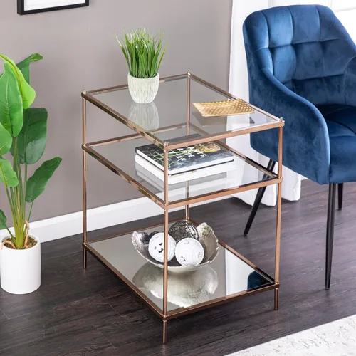 Miniatura 2 de SEI Furniture - Mesa auxiliar Knox - Cobre - Diseño de transición, metal y vidrio - Ideal para sala de estar, dormitorio (OC2204)