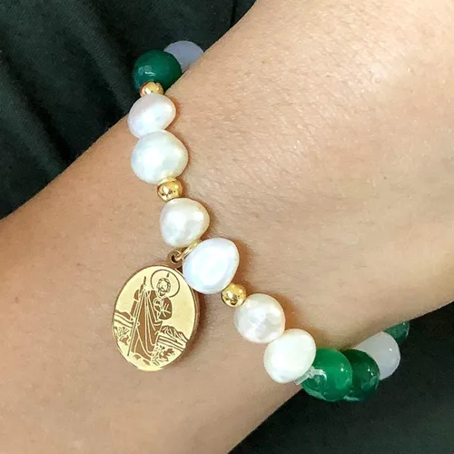 Miniatura 5 de AA Pulsera religiosa católica de acero inoxidable con medalla de San Judas Taddeo