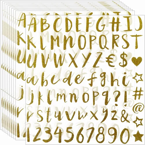 Calcomanías de letras con purpurina, 810 piezas, 10 hojas de calcomanías de números del alfabeto, letras autoadhesivas para álbumes de recortes,