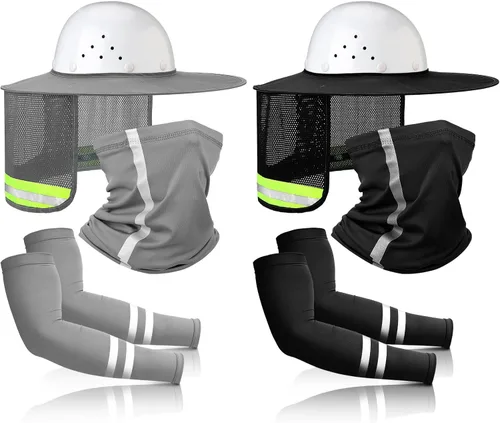 Miniatura 8 de SATINIOR 8 unidades de sombrero duro de ala completa para el sol, protección solar, protección para el cuello, polaina para el cuello, bufanda Gris