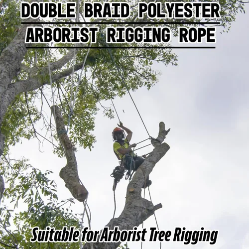 Miniatura 4 de Cuerda de aparejo de arborista de poliéster de doble trenza de 1/2 pulgada x 200 pies, resistente, resistente a los rayos UV, cuerda de buey azul