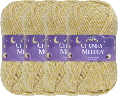 Miniatura 40 de JubileeYarn Chunky Melody - Hilo para tejer 100g/madeja, mezcla de lana gruesa, color maíz naranja - 2 madejas 15 Maíz Naranja